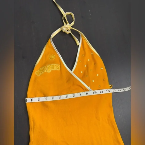 Y2k Pepe Jeans Yellow Halter Dress - Picture 11 of 14